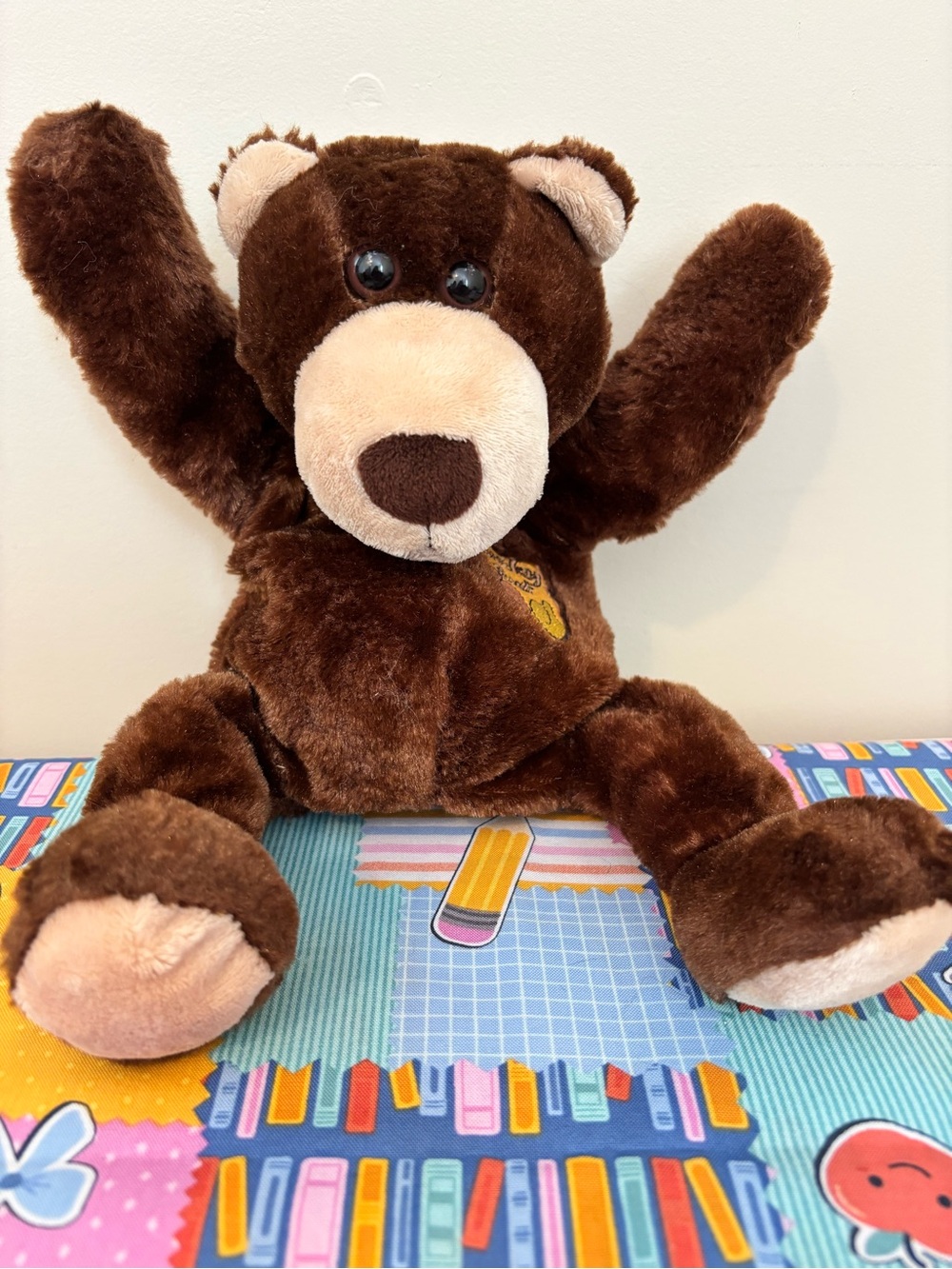 Plush Brown Teddy Bear Hand Puppet - Soft Cuddly Kids Toy